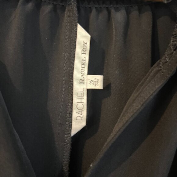 Rachel Rachel Roy Cold Shoulder Top Black Plus Size 2X Smocked V Neckline - Picture 4 of 4